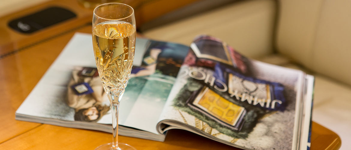 bubbles on private jet